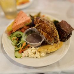 Smith's Family Garden Luau - My plate. Stacked