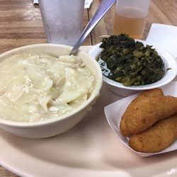Jed's Bar-B-Que - Lunch: Chicken n dumplings with hushpuppies and collards. so comforting on a cold day!