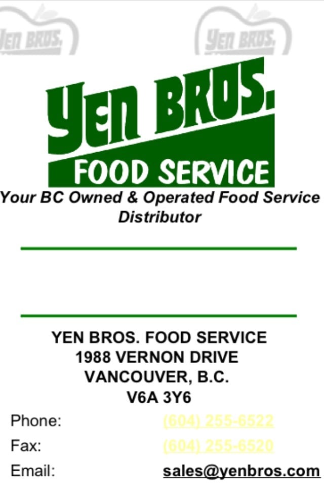 YEN BROS FOOD SERVICE Updated September 2024 1988 Vernon Drive