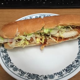 Buffalo Chicken Bacon Grinder - side shot. Buffalo Chicken Bacon Grinder - side shot.