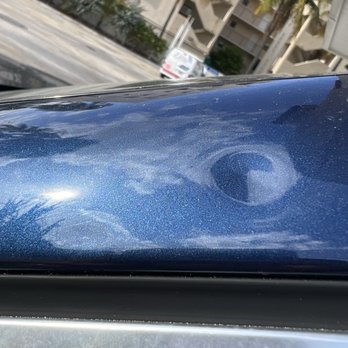 Dent Restorations - Gold ball dent - Mobile Dent Repair Near Me - Miami Beach, Florida