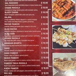 Curry King menu. (12/12/2025)