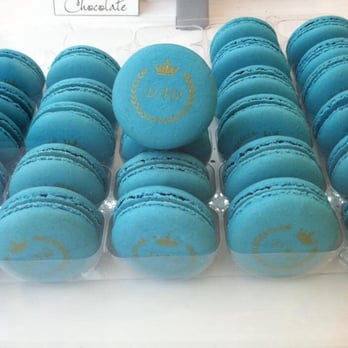 Macaron by Patisse - The blue one is a Father's Day item with whiskey filling.  YUM! - Macarons Near Me - Houston, Texas
