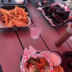 Beach Haven Fishery - Eating outside