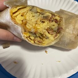 Cinco Hermanos Taco Shop - Bacon, egg, cheese, and potato breakfast burrito