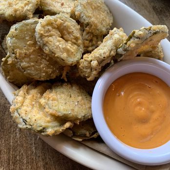 G. W. Tavern - Tavern Pickles - fried sliced pickles with aioli seasoned with gochujang - American Near Me - Washington Depot, Connecticut G. W. Tavern - Tavern Pickles - fried sliced pickles with aioli seasoned with gochujang - American Near Me - Washington Depot, Connecticut