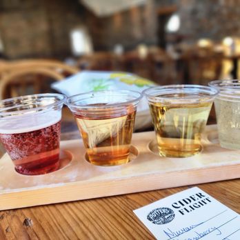 Potter's Craft Cider - Build Your Own Flight: Cider Nouveau, Strawberry Ginger, Mangose's Revenge, Highland - Cideries Near Me - Charlottesville, Virginia
