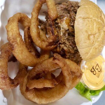 Stop -N-Go Grill - Pulled Pork Sandwich & Onion Rings - Food Trucks Near Me - Arkville, New York Stop -N-Go Grill - Pulled Pork Sandwich & Onion Rings - Food Trucks Near Me - Arkville, New York