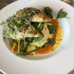 Macadamia encrusted mahi mahi.