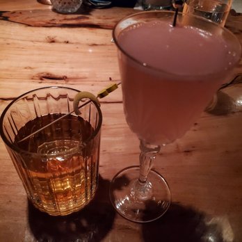 Apothecary - Left: Peekin Tom. Right: Lil Pink Drink - Cocktail Bars Near Me - Dallas, Texas Apothecary - Left: Peekin Tom. Right: Lil Pink Drink - Cocktail Bars Near Me - Dallas, Texas