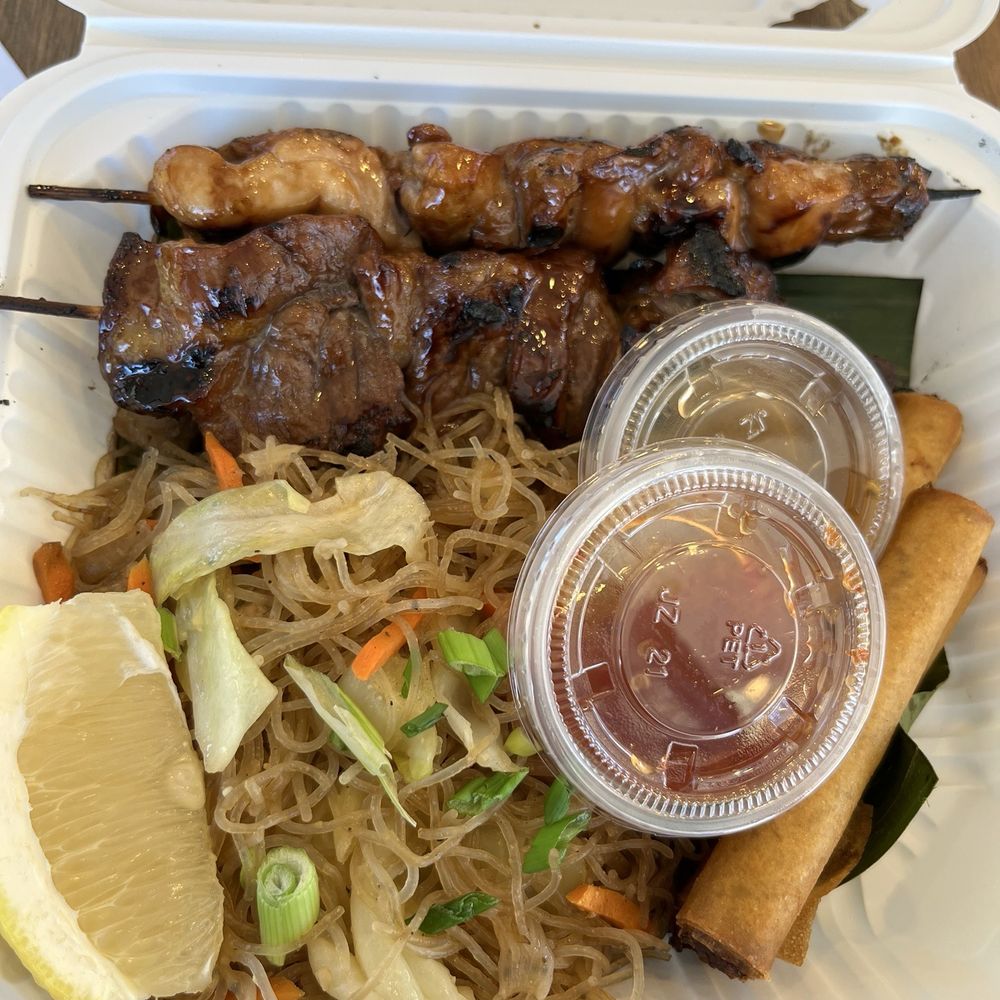 Bulan Filipino Grill - Chicken & pork skewer plate with pancit & lumpia - Barbeque Near Me - Claremont, California Bulan Filipino Grill - Chicken & pork skewer plate with pancit & lumpia - Barbeque Near Me - Claremont, California
