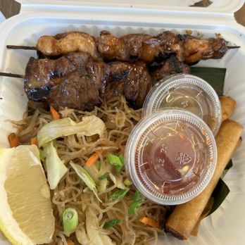 Bulan Filipino Grill - Chicken & pork skewer plate with pancit & lumpia - Barbeque Near Me - Claremont, California Bulan Filipino Grill - Chicken & pork skewer plate with pancit & lumpia - Barbeque Near Me - Claremont, California