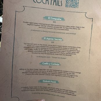 La Bodeguita Restaurant - Cocktail menu - Spanish Near Me - Hialeah, Florida