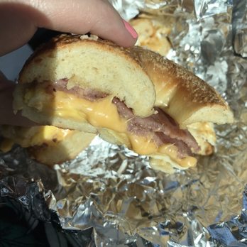 Seaside Bagels - Warm salt bagel with Taylor ham, egg, and American cheese. YUM!! - Bagels Near Me - Wilmington, North Carolina Seaside Bagels - Warm salt bagel with Taylor ham, egg, and American cheese. YUM!! - Bagels Near Me - Wilmington, North Carolina