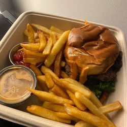Banh. Com Smash Burger W/ Fries, High quality burger had 2 patties definitely can't go wrong with this if your a burger lover