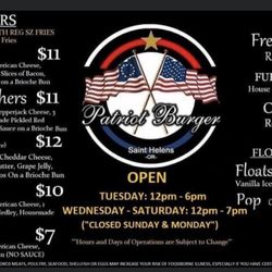 Patriot Burger - Menu