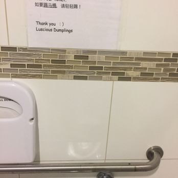 Luscious Dumplings - Clean restroom with a humorous request - Noodles Near Me - Monrovia, California