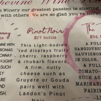 Grapevine Wine Tours - The menu at Landons. - Wine Tours Near Me - Grapevine, Texas Grapevine Wine Tours - The menu at Landons. - Wine Tours Near Me - Grapevine, Texas