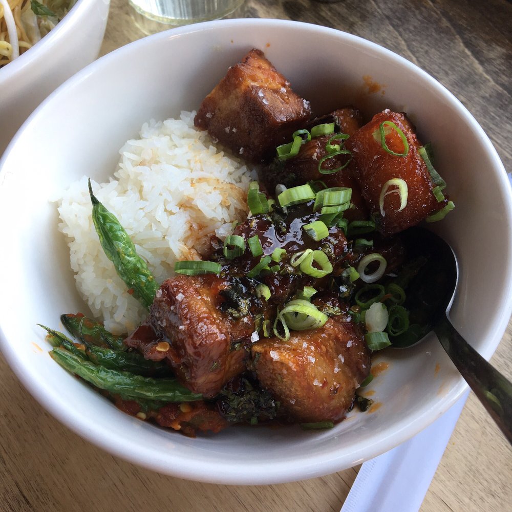 Foo - Hella SATLY "sweet and sour" pork belly. 0/5 - Asian Fusion Near Me - Victoria, British Columbia