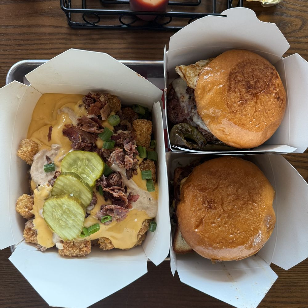 Tony Beef - Our order of tots and 2 burgers - Burgers Near Me - Galloway, New Jersey