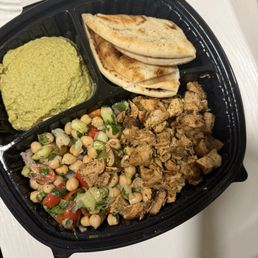 Cilantro Jalapeno Hummus, CHICKPEA SALAD, Chicken , Pita