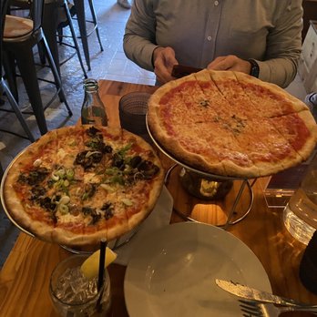 Piñons Pizza Company - Mushroom pizza and plain. Both 10" - Pizza Near Me - Locust Valley, New York