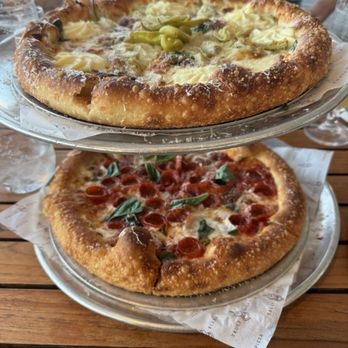 Truly Pizza - White pizza w arti/ spicy.... Bottom pic is just pepperoni - Pizza Near Me - Dana Point, California