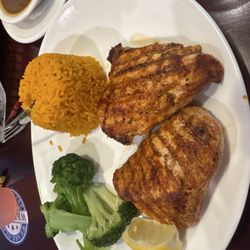 Twin Chicken (Cajun Seasoning) with rice & broccoli