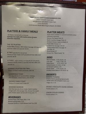 Menu photo 1 Donnie's Barbecue Virginia Beach, VA Menu photo 1 Donnie's Barbecue Virginia Beach, VA