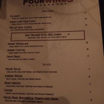 Four Winds Steakhouse - Menu - Steakhouses Near Me - Wills Point, Texas