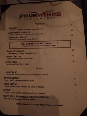 Menu photo 4 Four Winds Steakhouse Wills Point, TX