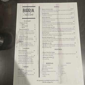 Birria Love - Menu - Mexican Near Me - Parkville, Maryland