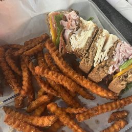Club and sweet potato fries Club and sweet potato fries