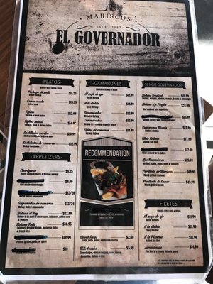Menu photo 5 Mariscos El Governador Anaheim, CA