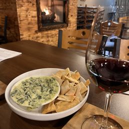 Spinach dip and blueberry wine! Spinach dip and blueberry wine!