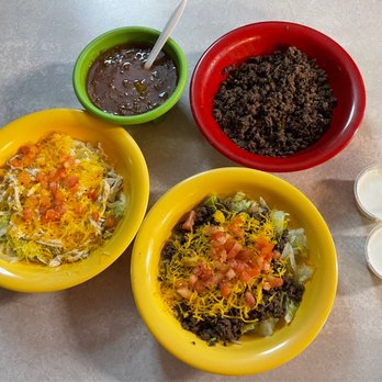 Little Diner - Tacos in a bowl with a side of beef and salsa. - Mexican Near Me - Canutillo, Texas