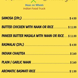 Naan on Wheels - Menu