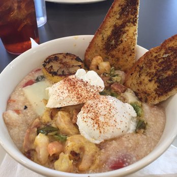 Eggs Up Grill - Shrimp and grits with 2 poached eggs - Breakfast & Brunch Near Me - Hendersonville, North Carolina