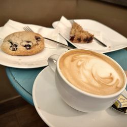 The Coffee Exchange - Blueberry Scone, Triple Berry Crumble, and Oatmilk Latte