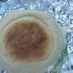 Country Farm - Sausage and cheese on an English muffin.