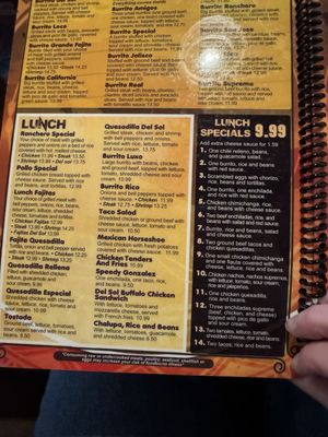 Menu photo 1 Del Sol Mexican Restaurant Hattiesburg, MS