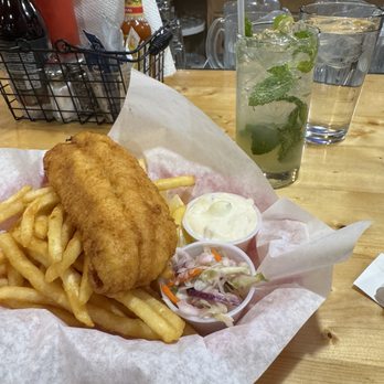 The 377 Brewery - fish and chips single and mojito by Gabe he never lets me down with those mojitos!!! - Brewpubs Near Me - Albuquerque, New Mexico