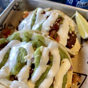 Topgolf - Tres Tacos - Steak ($11) 780 calories | little soggy for me, I think if they held back on the sauce a bit it could be a good bar snack! - Golf Near Me - Charlotte, North Carolina Topgolf - Tres Tacos - Steak ($11) 780 calories | little soggy for me, I think if they held back on the sauce a bit it could be a good bar snack! - Golf Near Me - Charlotte, North Carolina