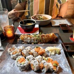 Miso Soup Ninja Tots Spicy Salmon Spicy Yellowtail