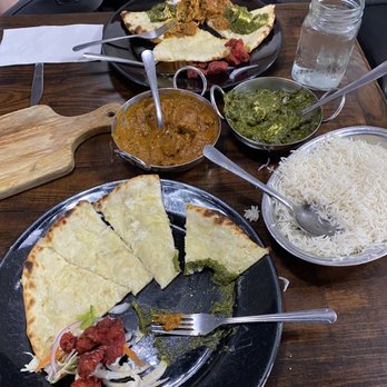 Taaza Bistro - Palak Paneer (spinach), Tikka Masala and Butter Sauce (lamb), chicken 65 & Cheese Naan - Indian Near Me - Burlington, North Carolina Taaza Bistro - Palak Paneer (spinach), Tikka Masala and Butter Sauce (lamb), chicken 65 & Cheese Naan - Indian Near Me - Burlington, North Carolina