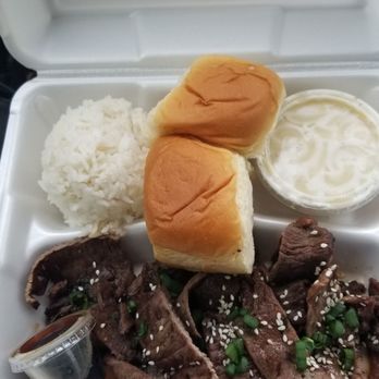 Hawaiian Style BBQ - Teriyaki beef with rice, Mac salad and rolls - Hawaiian Near Me - Augusta, Georgia