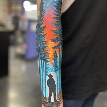 Lotus Tattoo - Full color night forest scene #colortattoo - Piercing Near Me - Hemet, California Lotus Tattoo - Full color night forest scene #colortattoo - Piercing Near Me - Hemet, California
