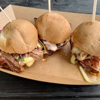 Austin Daily Press - Tiny Slider Flight - (from left) Lucille, Cuban, and The O.G. - Sandwiches Near Me - Austin, Texas