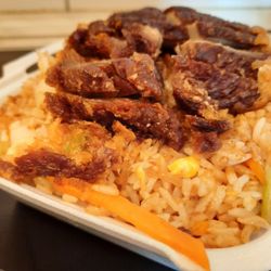 Jasmin Chinaimbiss - Gebratener Reis mit Ente: gute Portion für kleines Geld € 6,20