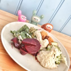 The salad buffet that comes with the pie